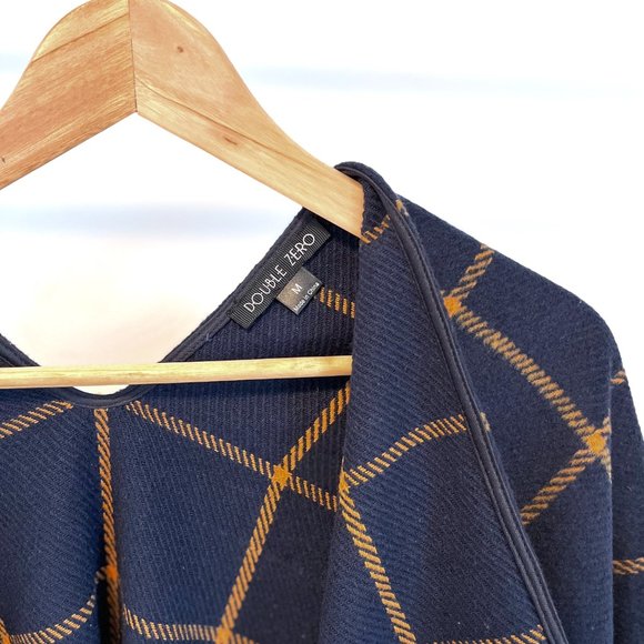 Plaid Poncho Cape Navy | Medium | Brand: Double Zero - Picture 3 of 6